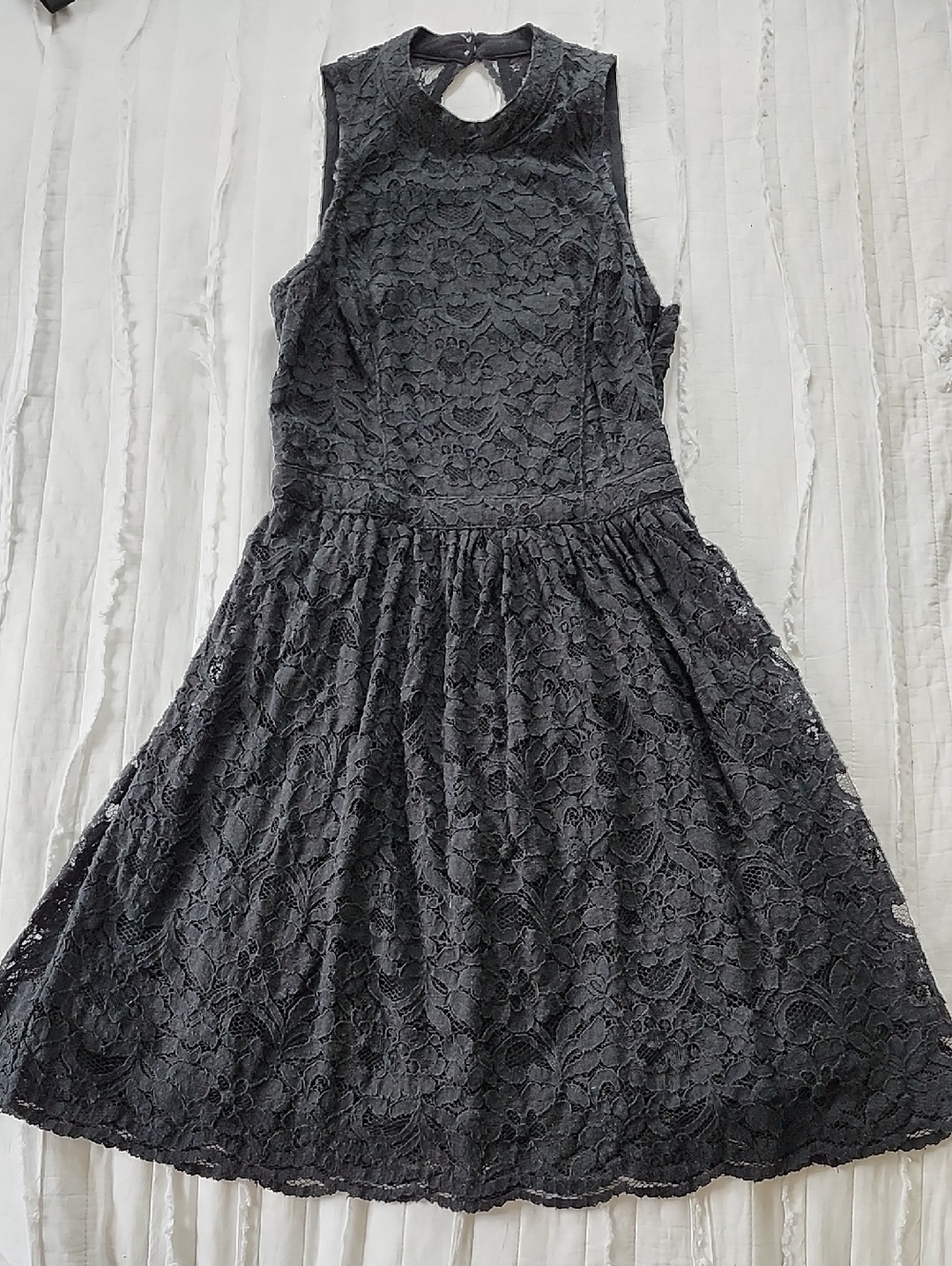 Hollister Black Lace Halter Dress Open Back Mini XS